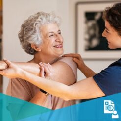 elderly woman getting shoulder therapy