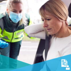 Woman with neck pain after a motor-vehicle collision