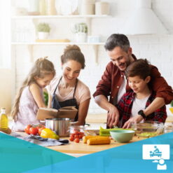 Family preparing a meal together