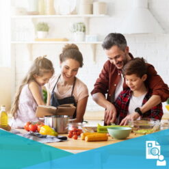 Family preparing a meal together