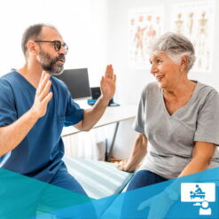 Clinician speaking to a patient