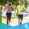 two adults running for exercise