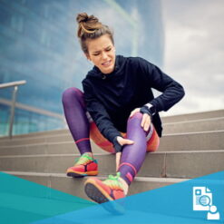 Female runner holding her knee and leg