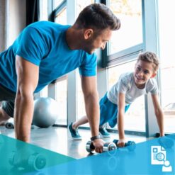 man & boy training together