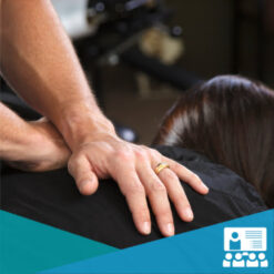 A chiropractor adjusting patient's thoracic spine / the science of the Chiropractic adjustment