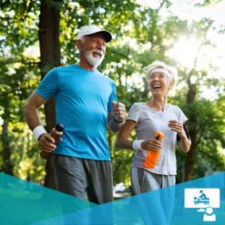 Elderly couple enjoying an outdoor walk / healthy aging