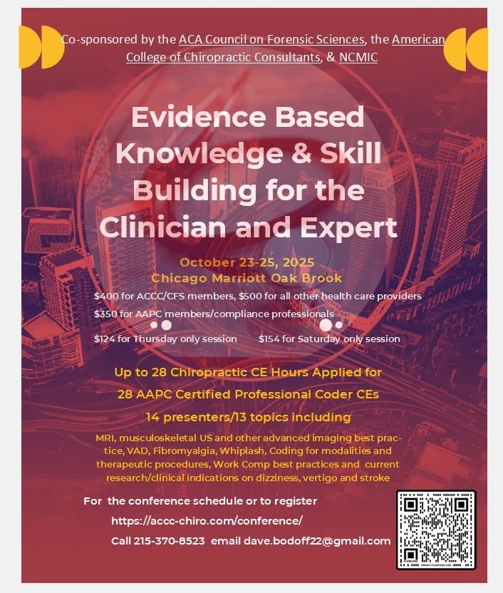 American College of Chiropractic Consultants Conference Information for October 23-25 2025