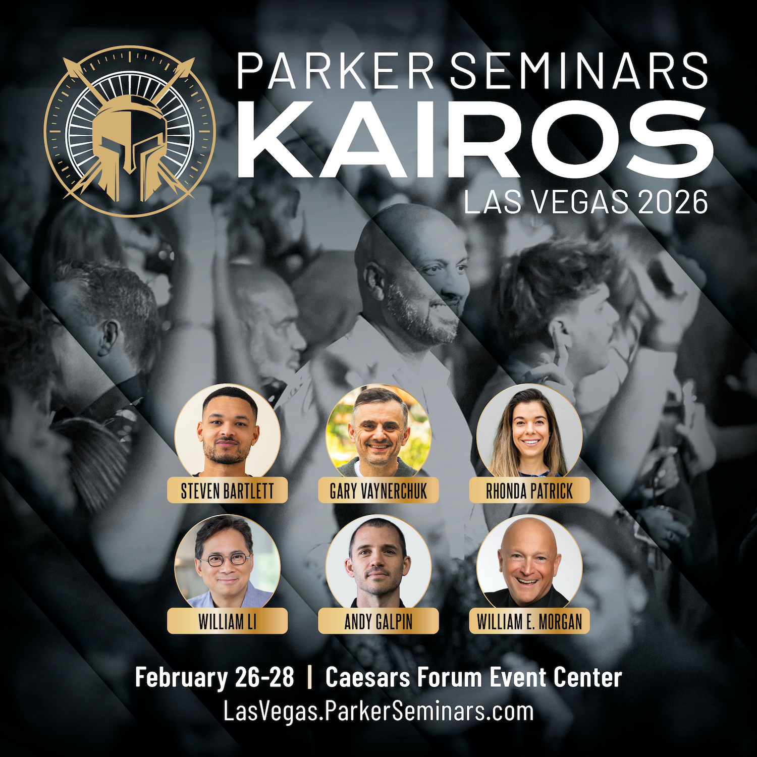 Parker Seminars Las Vegas 2026 promotional graphic featuring the keynotes speakers